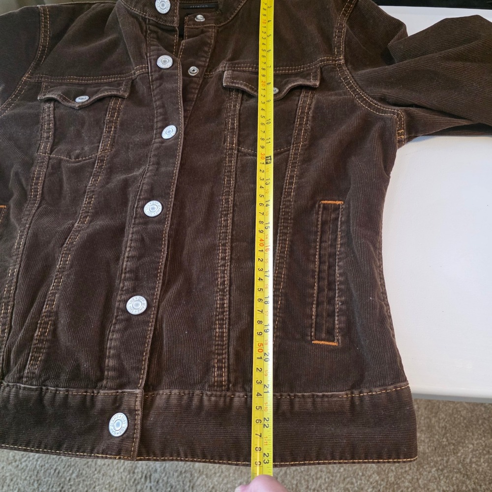 Gap Y2K Corduroy Trucker Jacket Brown Womens Large Stretch Button Front Vintage - Picture 8 of 11